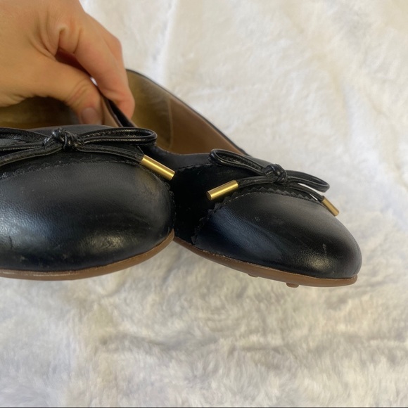 Lands End Black Faux Suede Black Bow Tie Flats - Picture 4 of 13